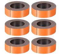 PATIKIL 59ft x 1 inch Dry Erase Magnetic Label Strip, 6Pcs Blank Magnet Sticky Labels Magnetic Tag Roll Tape for Whiteboard Refrigerator Classroom, Orange