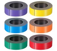 PATIKIL 59ft x 1 inch Dry Erase Magnetic Label Strip, 6Pcs Blank Magnet Sticky Labels Magnetic Tag Roll Tape for Whiteboard Refrigerator Classroom, Red/Orange/Yellow/Green/Blue/Purple
