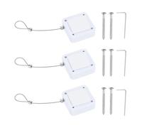 PATIKIL 5ft (1.5M) Retractable Remote Control Cable Tether 2N, 3PCS Remote Control Security Lanyard Lock Adjustable Locking Leash with Rope Locks for TV Tablets Showroom, White