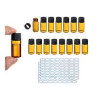 PATIKIL 5ml Amber Glass Vials, 15 Pack Sample Vials with Screw Cap Reagent Media Bottle with Labels Leak-Proof Liquid Sample Glass Vial for Lab Laboratory