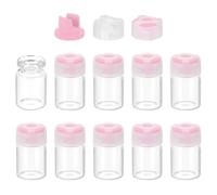PATIKIL 5ml Clear Glass Sample Vials, 10Pcs Small Liquid Bottles with Locking Cap and Self-healing Injection Port for Essential Oil Sample Aromatherapy Fragrance Vials Travel, Pink