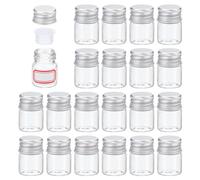 PATIKIL 5ml Clear Glass Vials, 25 Pack Small Liquid Sample Vial with Screw Caps Plastic Stoppers and 64 Labels Leak-Proof Bottles Empty Jars