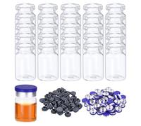 PATIKIL 5ml Glass Vials, 100pcs Glass Vial Small Glass Vials Empty Sample Bottle Mini Clear with Caps Seal Rubber Stopper Injection Port for Lab Injection Plants Essential Oil Transparent