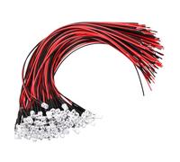 PATIKIL 5mm LED Diode Light, 100 Pcs 9-12V DC Pre Wired Mini LED Lights Bulb Light-emitting Lamp for RC DIY Indicator Lighting, Red