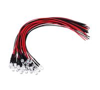 PATIKIL 5mm LED Diode Light, 20 Pcs 9-12V DC Pre Wired Mini LED Lights Bulb Light-emitting Lamp for RC DIY Indicator Lighting, Red Light