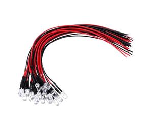 PATIKIL 5mm LED Diode Light, 20 Pcs 9-12V DC Pre Wired Mini LED Lights Bulb Light-emitting Lamp for RC DIY Indicator Lighting, Pink Light