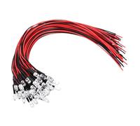 PATIKIL 5mm LED Diode Light, 50 Pcs 3-6V DC Pre Wired Mini LED Lights Bulb Light-emitting Lamp for RC DIY Indicator Lighting, Red