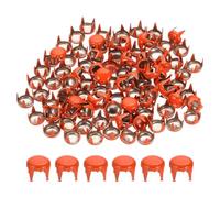 PATIKIL 5mm Metal Studs Spots 100Pcs Round Dome Claw Beads Nailhead Rivets Spike Studs for Leather Craft Clothes Belt Bag Shoes, Orange