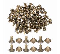 PATIKIL 5mm Spike Rivets, 100 Sets Round Studs Rivet Rapid Punk Spikes Leathercraft Decoration for Rock Nailheads Clothing Belts Bags Shoes, Bronze Tone