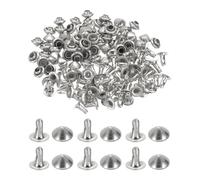 PATIKIL 5mm Spike Rivets, 100 Sets Round Studs Rivet Rapid Punk Spikes Leathercraft Decoration for Rock Nailheads Clothing Belts Bags Shoes, Silver Tone