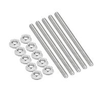 PATIKIL 5Pcs 1/4"-20x100mm Threaded Rods with Hex Nuts, 304 Stainless Steel Fully Threaded Rod Right Hand Threads with 10Pcs Flange Nut for Clamps Hangers U-Bolt, Silver Tone