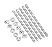 PATIKIL 5Pcs 1/4"-20x120mm Threaded Rods with Hex Nuts, 304 Stainless Steel Fully Threaded Rod Right Hand Threads with 10Pcs Flange Nut for Clamps Hangers U-Bolt, Silver Tone