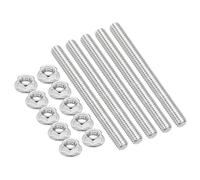 PATIKIL 5Pcs 5/16"-18x70mm Threaded Rods with Hex Nuts, 304 Stainless Steel Fully Threaded Rod Right Hand Threads with 10Pcs Flange Nut for Clamps Hangers U-Bolt, Silver Tone