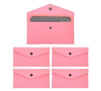 PATIKIL 5Pcs Felt Money Bag, Felt Cellphone Sleeve Case Pouch Cash Bag Button Closure Cash Envelope Wallet Storage Pouch for Card Pen Sunglasses, Pink