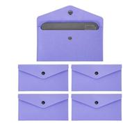 PATIKIL 5Pcs Felt Money Bag, Felt Cellphone Sleeve Case Pouch Cash Bag Button Closure Cash Envelope Wallet Storage Pouch for Card Pen Sunglasses, Light Purple