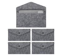 PATIKIL 5Pcs Felt Money Bag, Felt Cellphone Sleeve Case Pouch Cash Bag Button Closure Cash Envelope Wallet Storage Pouch for Card Pen Sunglasses, Medium Gray