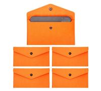 PATIKIL 5Pcs Felt Money Bag, Felt Cellphone Sleeve Case Pouch Cash Bag Button Closure Cash Envelope Wallet Storage Pouch for Card Pen Sunglasses, Orange