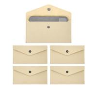 PATIKIL 5Pcs Felt Money Bag, Felt Cellphone Sleeve Case Pouch Cash Bag Button Closure Cash Envelope Wallet Storage Pouch for Card Pen Sunglasses, Beige Khaki