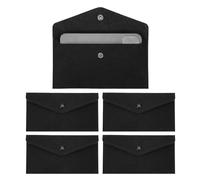 PATIKIL 5Pcs Felt Money Bag, Felt Cellphone Sleeve Case Pouch Cash Bag Button Closure Cash Envelope Wallet Storage Pouch for Card Pen Sunglasses, Black