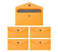 PATIKIL 5Pcs Felt Money Bag, Felt Cellphone Sleeve Case Pouch Cash Bag Button Closure Cash Envelope Wallet Storage Pouch for Card Pen Sunglasses, Orange Yellow