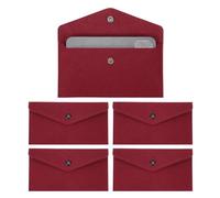 PATIKIL 5Pcs Felt Money Bag, Felt Cellphone Sleeve Case Pouch Cash Bag Button Closure Cash Envelope Wallet Storage Pouch for Card Pen Sunglasses, Dark Red