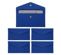 PATIKIL 5Pcs Felt Money Bag, Felt Cellphone Sleeve Case Pouch Cash Bag Button Closure Cash Envelope Wallet Storage Pouch for Card Pen Sunglasses, Dark Blue