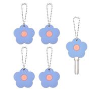 PATIKIL 5Pcs Key Covers Caps, PVC Flower Key Identifiers Markers Tags Covers Case Shell Head Protector Caps Toppers for 1.18" Flat for Office House Apartment Accessories, Blue
