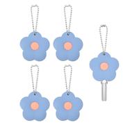 PATIKIL 5Pcs Key Covers Caps, PVC Flower Key Identifiers Markers Tags Covers Case Shell Head Protector Caps Toppers for 1.26" Flat for Office House Apartment Accessories, Blue