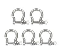PATIKIL 5Pcs Stainless Steel Bow Shackle, 3/10"(8mm) Bow Screw Pin Large Screw Shackles for Boat Sailboat Chain Rigging Clasp Paracord Jewelry Marine Tackle, Silver Tone