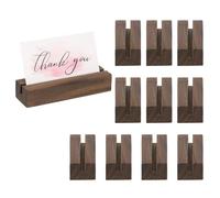 PATIKIL 5Pcs Wood Place Card Holders, 5mm Slot Rustic Black Walnut Table Number Picture Stand Photo Sign Holder Display Base for Wedding Dinner Birthday Party Event Exhibition Display