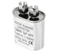 PATIKIL 5uF 5MFD 370-440V AC Capacitor, 1Pcs CBB65 Motor Start Capacitors Dual Round Run Capacitor for Air Conditioner or Heat Pump Condenser Straight Cool