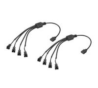 PATIKIL 5V 3 Pin Splitter Cable, 2 Pcs PWM Fans RGB Power Cord with 1 to 4 ARGB SM Male Extension Connector Plug for Computer Chassis Motherboard, Black