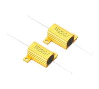 PATIKIL 5W 250 Ohm Aluminum Shell Resistor, 2 Pack Aluminum Housing Resistor Housed Case Wirewound Resistors Screw Tap Power Resistor, Golden