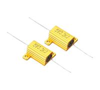 PATIKIL 5W 3.3K Ohm Aluminum Shell Resistor, 2 Pack Aluminum Housing Resistor Housed Case Wirewound Resistors Screw Tap Power Resistor, Golden