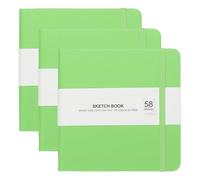 PATIKIL 5x5" Hardcover Leather Pocket Sketchbook, 3Pcs 58 Sheets 150GSM/102lb Blank Notebook Travel Journal Sketching Pad for Writing Drawing Painting Artist, Grass Green