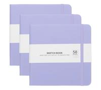 PATIKIL 5x5" Hardcover Leather Pocket Sketchbook, 3Pcs 58 Sheets 150GSM/102lb Blank Notebook Travel Journal Sketching Pad for Writing Drawing Painting Artist, Pink Purple