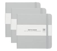 PATIKIL 5x5" Hardcover Leather Pocket Sketchbook, 3Pcs 58 Sheets 150GSM/102lb Blank Notebook Travel Journal Sketching Pad for Writing Drawing Painting Artist, Light Gray