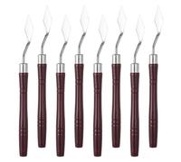 PATIKIL 6.1" Palette Knife, 8 Pcs Stainless Steel Spatula Pallet Knife, Artist Painting Tools with Round Plastic Handle Small Triangle for Oil Canvas Acrylic Painting Mixing, Dark Red
