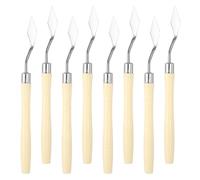 PATIKIL 6.14" Palette Knife, 8 Pcs Stainless Steel Spatula Pallet Knife, Artist Painting Tools with Round Plastic Handle Small Triangle for Oil Canvas Acrylic Painting Mixing, Beige