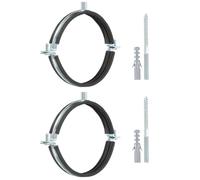 PATIKIL 6.3"-6.5"/159-166mm Split Ring Pipe Hanger, 2 Pcs Heavy Duty Adjustable Pipe Bracket Clamp Galvanized Iron Wall Ceiling Mount Pipe Strap Support with Screws & Expansion Tube, Black