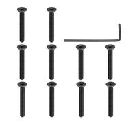 PATIKIL #6-32 x 1 Inch Flat Head Socket Cap Screws, 10 Pcs Flat Countersunk Bolts Hex Socket Drive Machine Screws Full Thread Coarse Thread UNC with Hex Spanner Black Oxide Grade 10.9