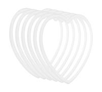 PATIKIL 6.5 Inch Heart Dream Catcher Rings, 6 Pcs Plastic Macrame Wreath Floral Ring Hoop for Home Car DIY Craft Wedding Wall Hanging Decorations, White