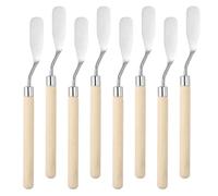 PATIKIL 6.5" Palette Knife, 8 Pcs Stainless Steel Spatula Pallet Knife, Artist Painting Tools with Birch Handle Flat for Oil Canvas Acrylic Painting Mixing Spreading, Natural Wood Color