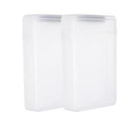PATIKIL 6.5" x 4.5" Hard Drive Disk Case, 2Pcs Plastic Hard Disk Storage Box Portable Anti-Static Case for 3.5" External SSD HDD, White