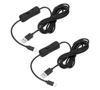 PATIKIL 6.56ft USB Extension Cable with on Off Switch, 2pcs Type C to USB Male Data Power Supply Cord 4 Core Wire for LED Strip Desk Lamp Fan, Black