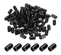 PATIKIL 6.5MM Vinyl Rubber End Caps, 150 Pack Flexible Bolt Screw Covers Caps Round Thread Protector Caps for Metal Tubing Rod Bolts, Black