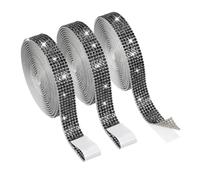 PATIKIL 6.6 Yards 0.5 Inch Bling Rhinestone Ribbon, 3 Rolls Crystal Self Adhesive Rhinestones Ribbons Diamond Glitter Strips for Crafts Car Clothing Makeup DIY Decoration, Black
