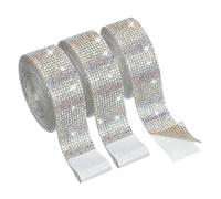 PATIKIL 6.6 Yards 1.1 Inch Bling Rhinestone Ribbon, 3 Rolls Crystal Self Adhesive Rhinestones Ribbons Diamond Glitter Strips for Crafts Car Clothing Makeup DIY Decoration, AB Color