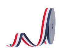 PATIKIL 6/8" Red White Navy Striped Grosgrain Ribbon, 25 Yard Polyester Fabric Stripe Craft Ribbon Double Faced Design for Bow Gift Wrapping DIY Making Garment Christmas Decorations