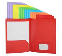 PATIKIL 6 Colored Plastic Folders with Pockets, 24 Pack Plastic Pocket Folders Two Pocket Letter Size Heavy Duty for Office Business Card Holder, 9.3x11.4inch